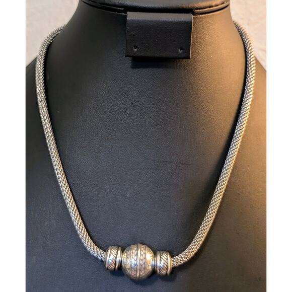 Brighton Bali Ball Bead Mesh Chain Silver Tone Necklace - Picture 1 of 9